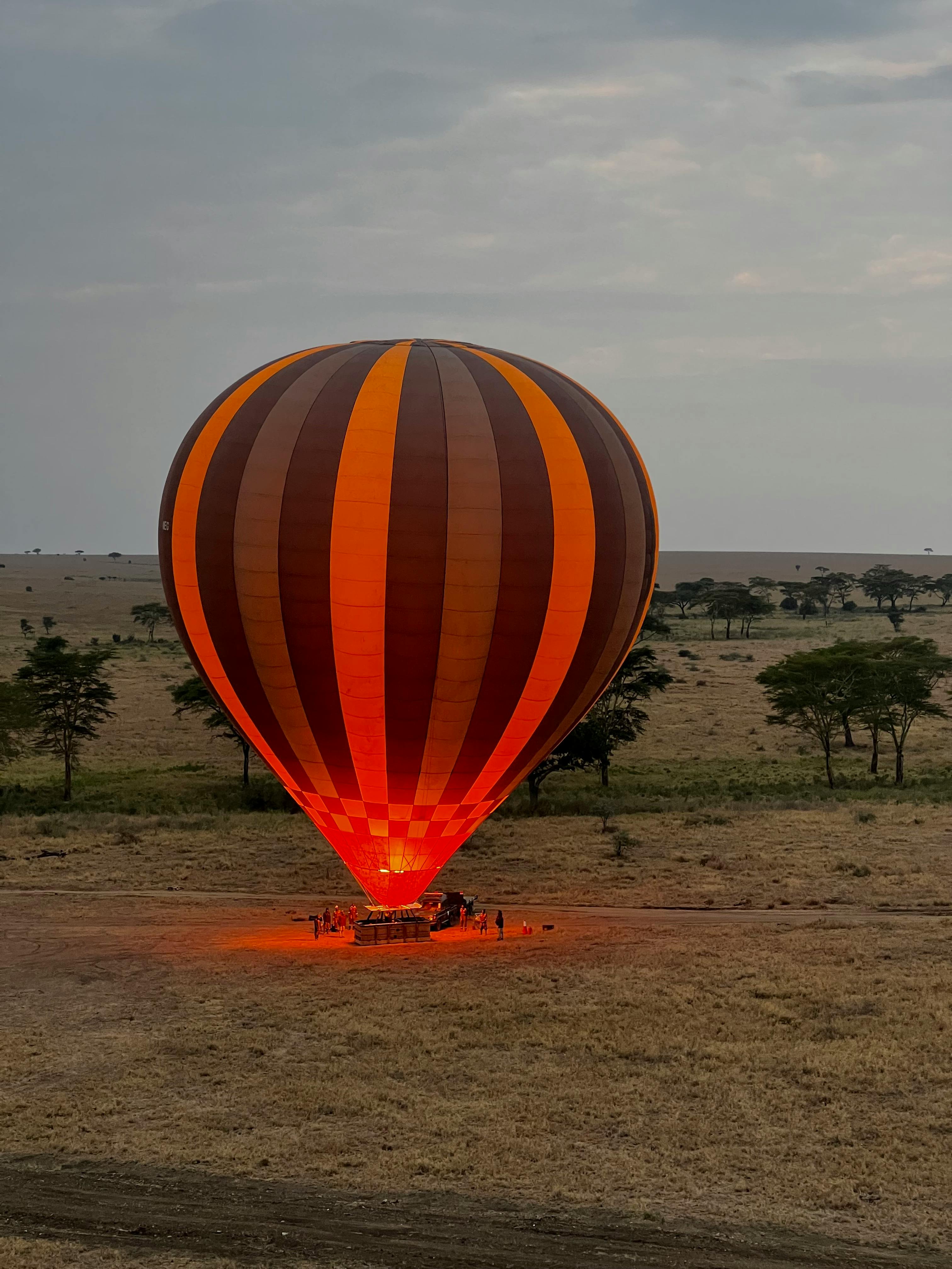 Hot air balloon over the African savanna